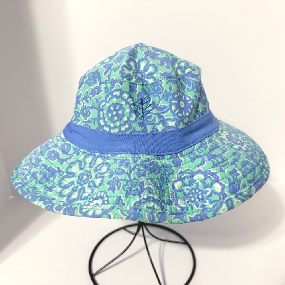 Coolibar Baby Frankie Reversible Bucket Hat UPF 50+ Blue Green Floral 2T-3T